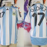 Vintage Argentina 2005-07 home shirt adidas soccer jersey G Lopez 17 size M