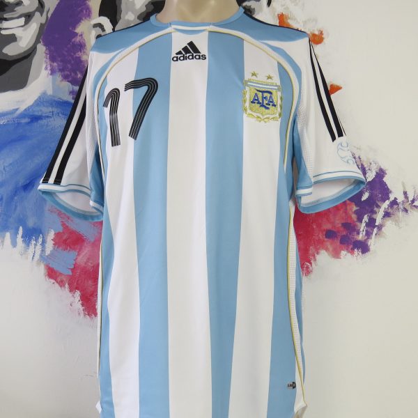 Vintage Argentina 2005-07 home shirt adidas soccer jersey G Lopez 17 size M (4)