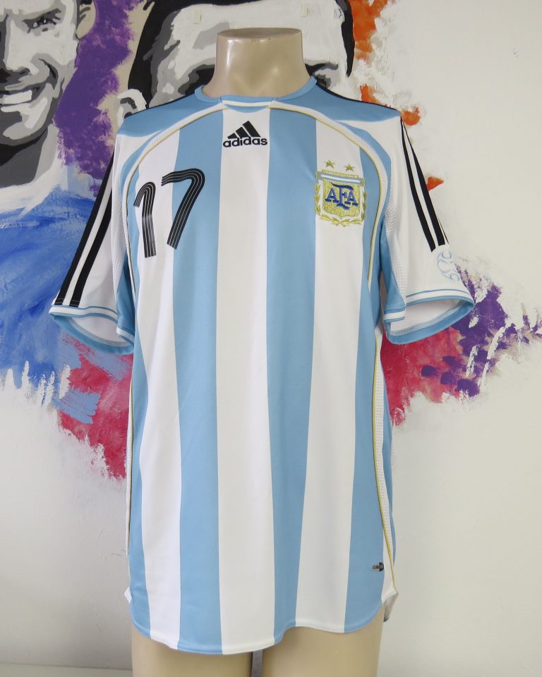 Vintage Argentina 2005-07 home shirt adidas soccer jersey G Lopez 17 size M (4)