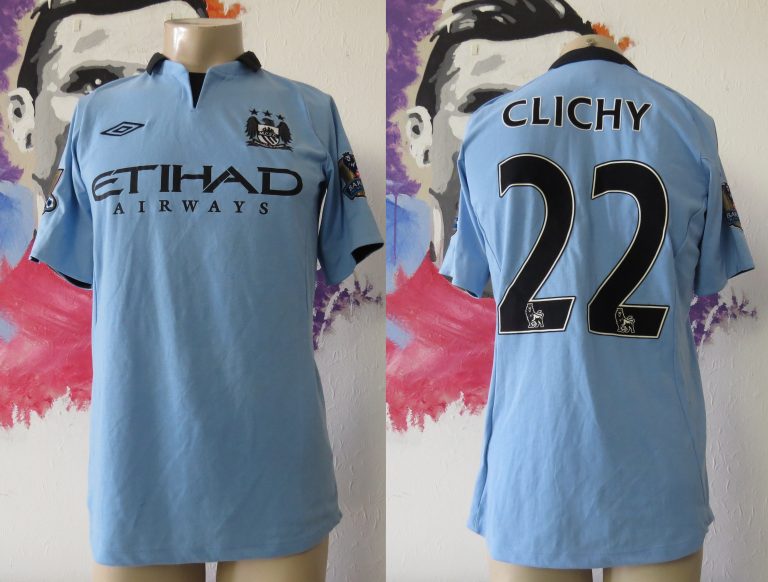 Match worn Manchester City 2012 2013 home shirt Clichy #22 Umbro