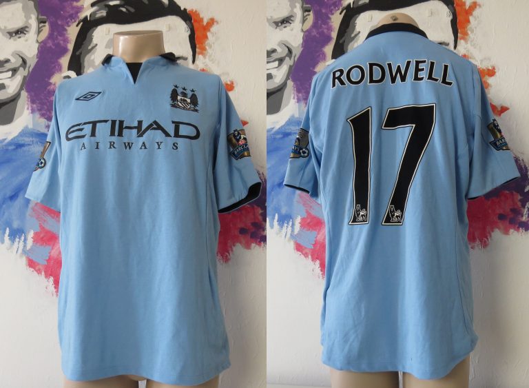 Match worn issue Manchester City 2012 2013 home shirt Rodwell #17 Umbro