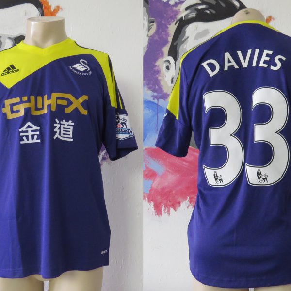 Match worn issue SWANSEA City 2013 2014 EPL away shirt Ben Davies 33