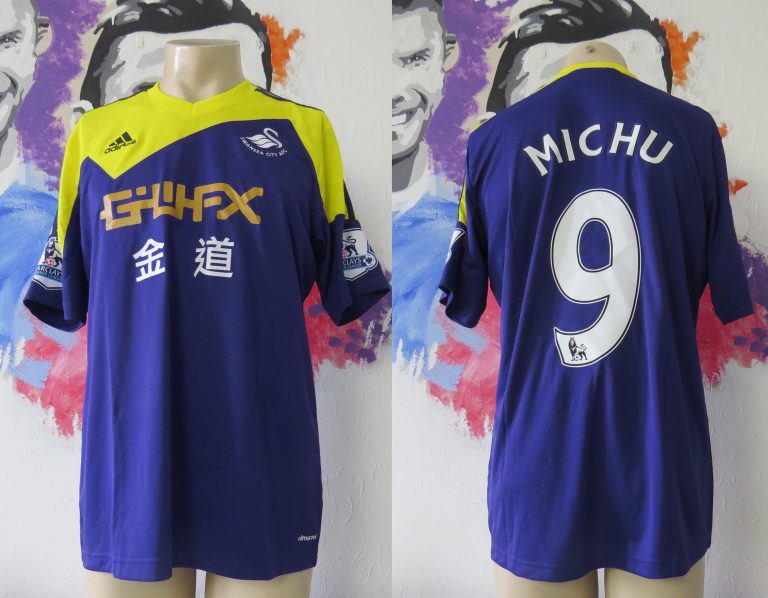 Match worn issue SWANSEA City 2013 2014 EPL away shirt Michu 9