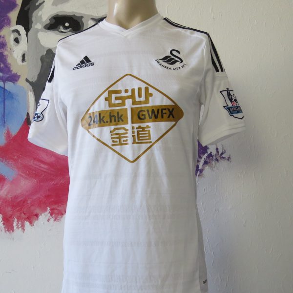 Match worn issue SWANSEA City 2014 2015 home shirt adizero #4 Ki Sung Yueng (1)