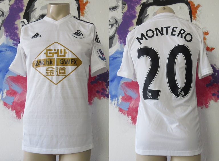 Match worn issue SWANSEA City 2014 2015 home shirt adizero Montero size M