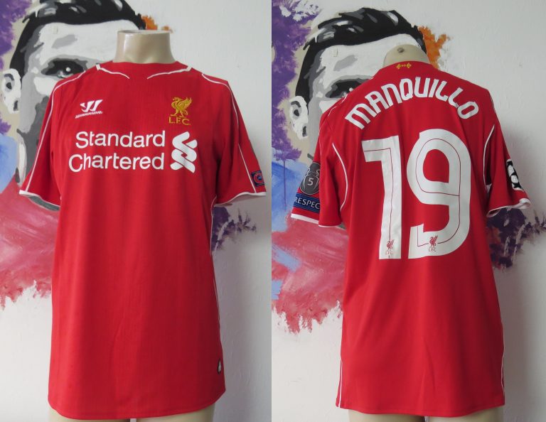 Match worn Liverpool 2014 2015 Champions league home shirt Manquilo 15 (1)