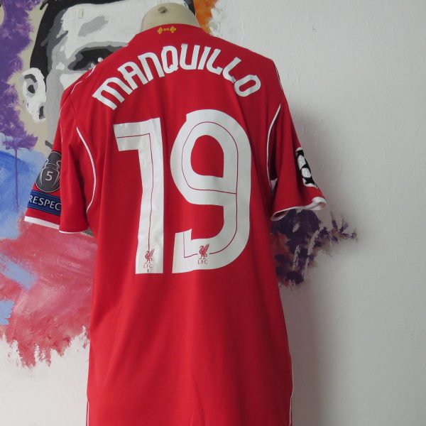 Match worn Liverpool 2014 2015 Champions league home shirt Manquilo 15 (6)