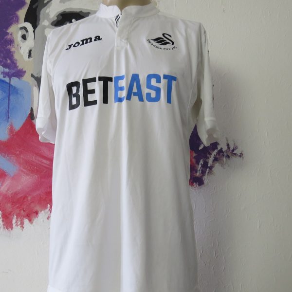 Match worn SWANSEA City 2016 2017 EPL home shirt Sigurdsson 23 dirty (1)