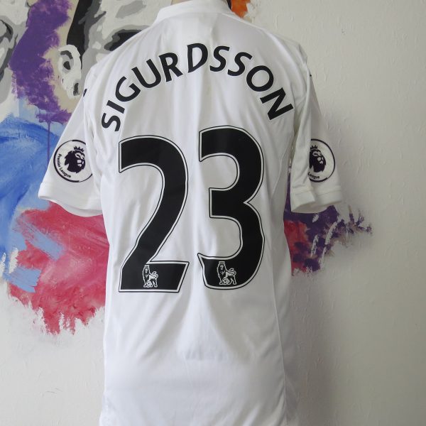 Match worn SWANSEA City 2016 2017 EPL home shirt Sigurdsson 23 dirty (6)