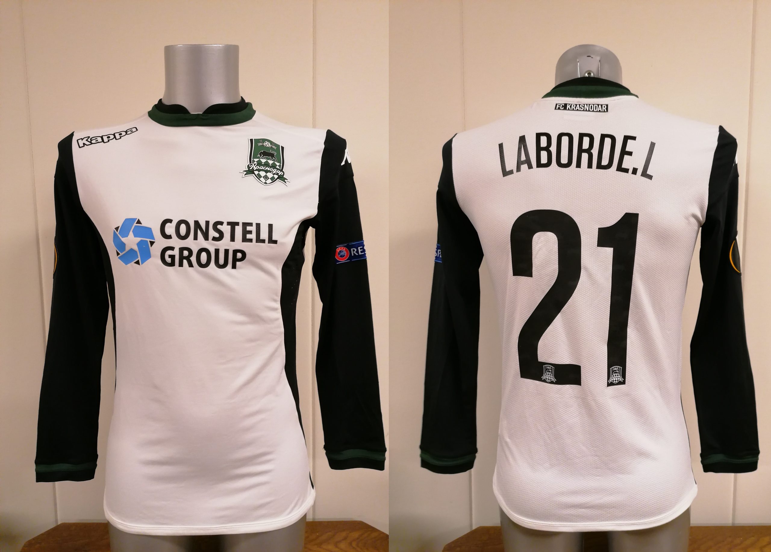 Match worn / issue FC Krasnodar 2015 2016 Europa League away shirt Laborde 21 L