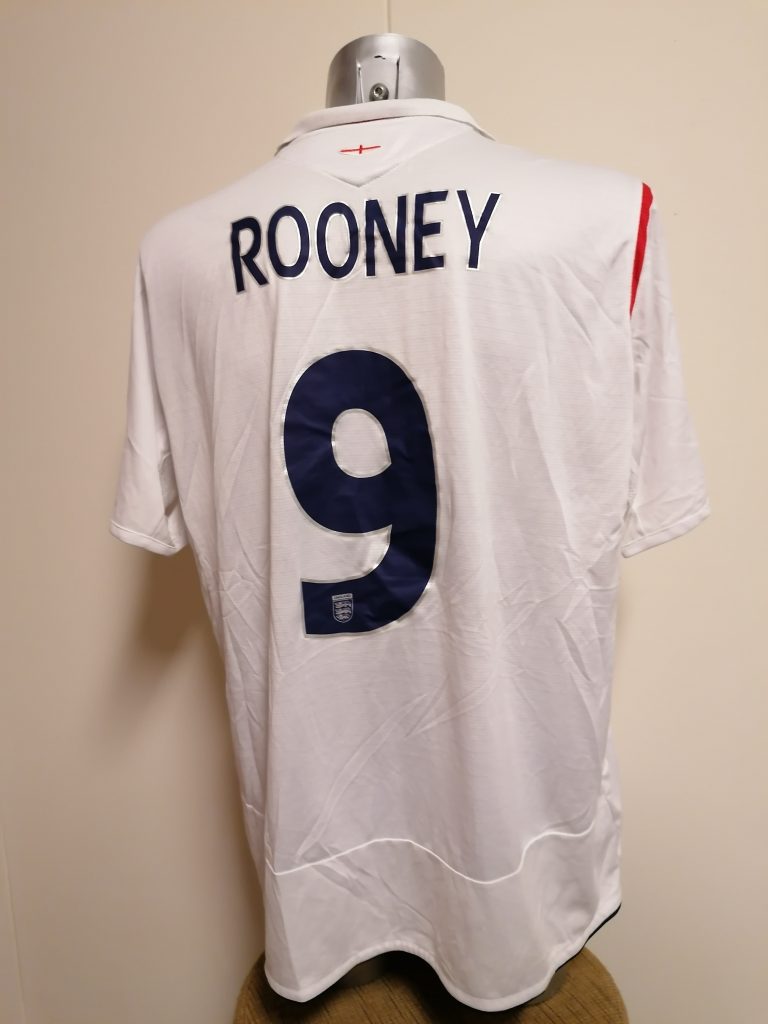 England 2005 World Cup 2006 2007 home shirt Umbro Rooney 9 size XXL (1)