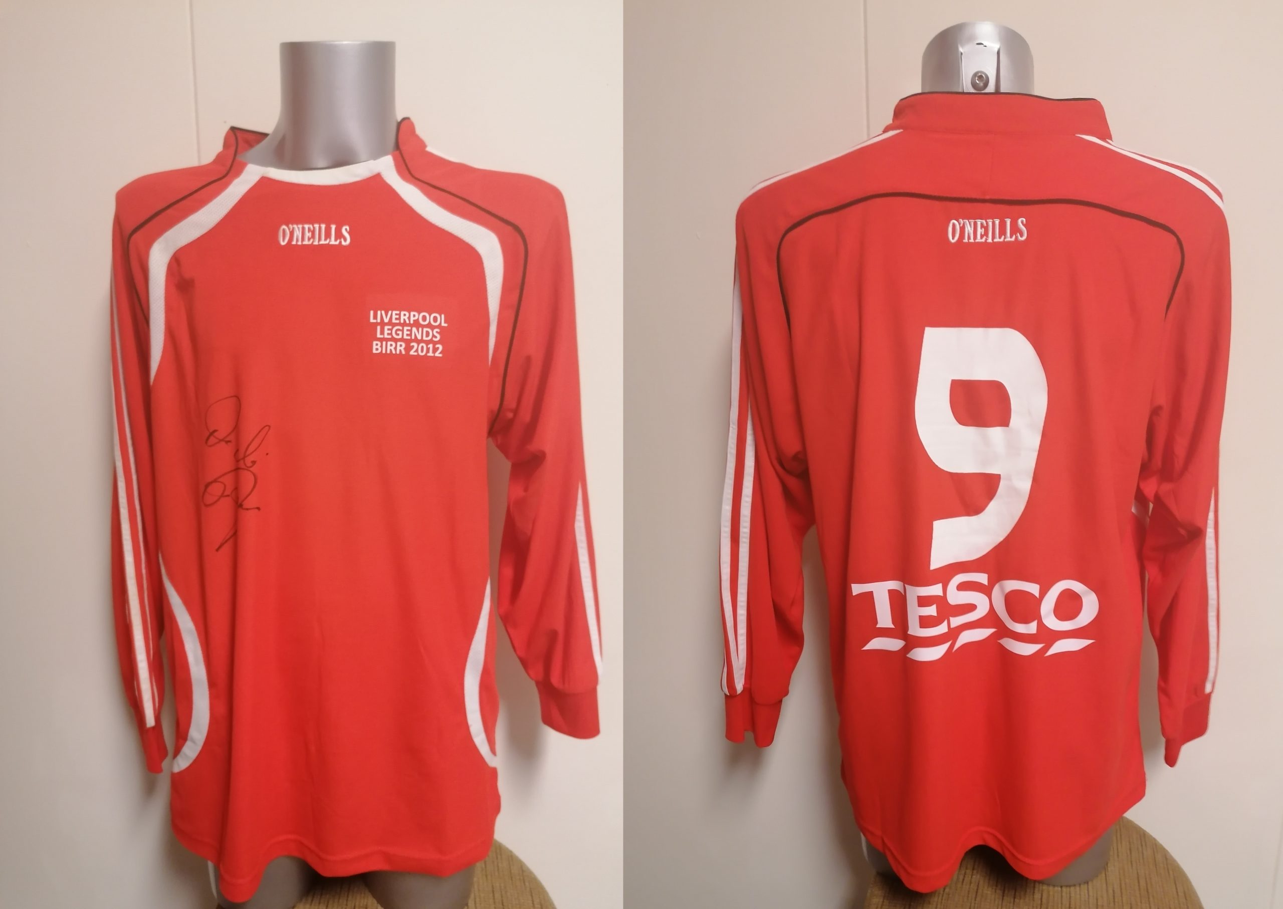 Match worn Birr XI v Liverpool Legends 2012 shirt O'Neills #9 size L signed