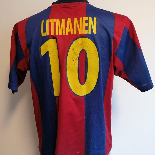 Vintage Barcelona 1998-00 home shirt Nike football top Litmanen 10 size S (5)