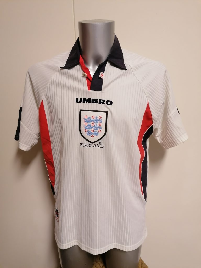 Vintage England 1997 World Cup 1998 1999 home shirt Umbro jersey #14 size L (1)