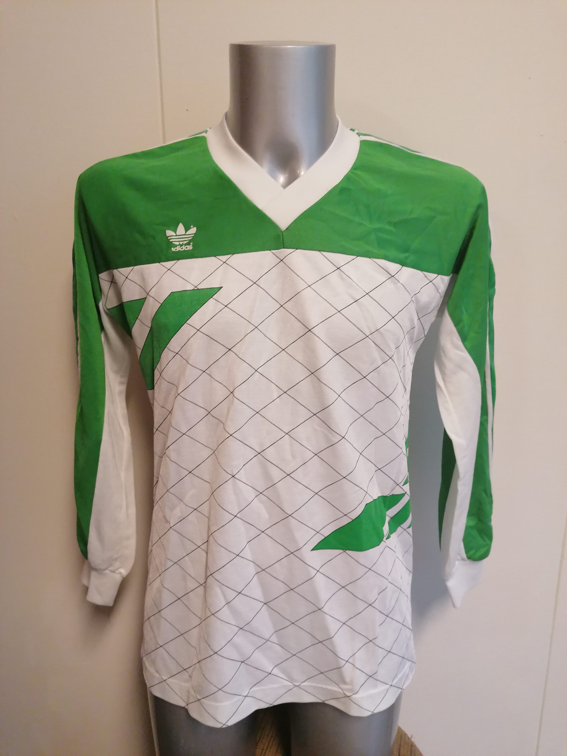 Vintage Adidas 1980ies l/s green shirt size M made in Yugoslavia