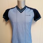 Vintage Le Coq Sportif 1980ies blue football shirt size S (1)