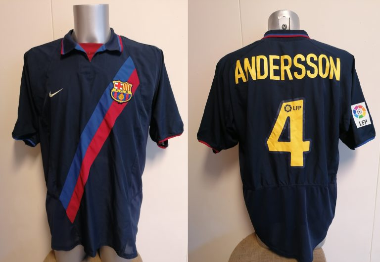Match issue Barcelona 2002-03 away shirt LFP Patrik Andersson #4 Nike