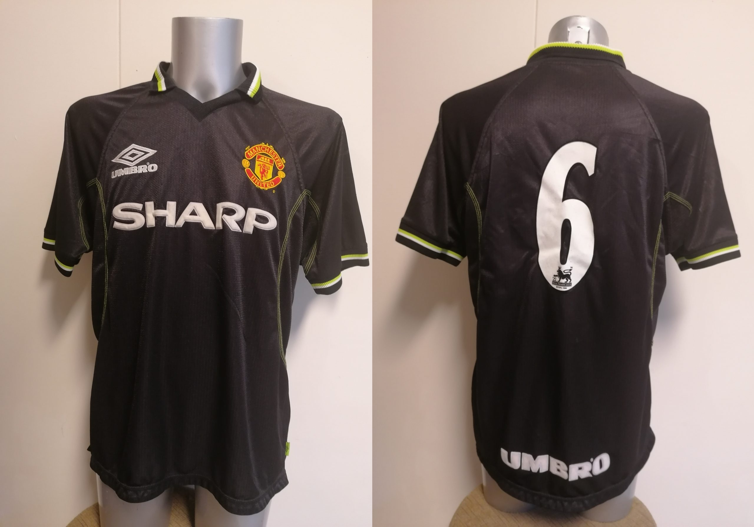 Manchester United 1998-99 third shirt Umbro football top L #6 (Stam)