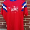 Vintage Adidas 1980s red white shirt football top size XL #19 Queen (1)